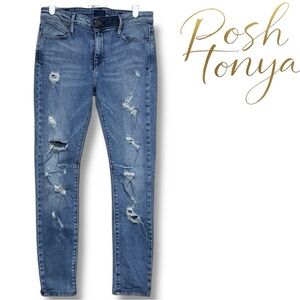 RtA Road to Awe Distressed Skinny Jeans Blue Size 28 Rock Chic